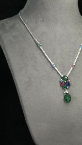 WUIHA Vintage 925 Sterling Silver Sapphire Ruby Emerald High Carbon Diamonds Gemstone Cocktail Pendant Necklaces Fine Jewelry