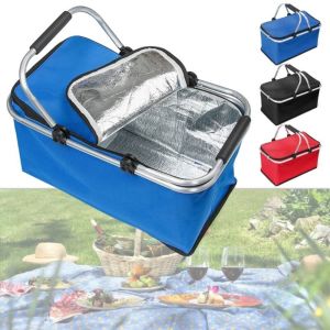 RGFV Foldable Insulated Cooler Bag 30L Large Capacity Thermal Insulated Bag Food Delivery Box Waterproof Insulation Storage Basket Camping