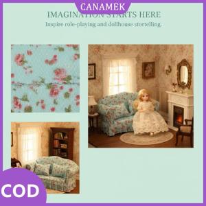 CANAMEK✨ 1 Bộ 1:12 Dollhouse đồ nội thất đôi ngồi sofa với gối Kit nhà búp bê mô phỏng thu nhỏ phòng khách trẻ em giả vờ chơi đồ chơi