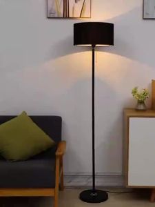 Modern Minimalist Nordic Creative Floor Lamp LED Bedroom Living Room Study Iron Fabric Shade Button Switch Warm Light Home Decor