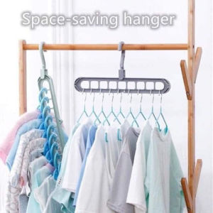 10pcs Random Color Creative Clothes Hanger 9 Hole Towel Hook Closet Organizer