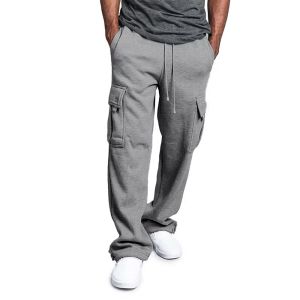 2026 New European and American Style Mens Multi-Pocket Cargo Pants with Unique Design Loose Casual Long Pants