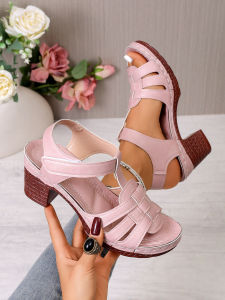 [Free Shipping] WomenS Sandals 2026 Summer New Collection Plus-Size Open-Toe Chunky Heel Single-Strap High-Heeled Sandals