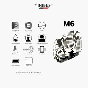 MINIBEST M6 Pro 2 TWS Earphone Headset Bluetooth Chip H2 Wireless Charging Sound Dolby Quality USB C