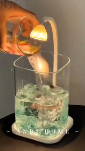 YOUYITIAOYU Desktop Aquarium Fish Tank Mini Landscaped Glass Fish Tank with LED Light Clear Aquarium Ornament