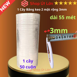 Băng keo 2 mặt trắng rộng 3mm dài 55 mét lõi giấy 3mm 1 cây 50 cuộn giá tại xưởng