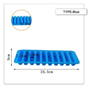 8/10 Slot Cetakan Es Batu Panjang Silicone Tahan Panas Cetakan Biskuit Lady Finger Multifungsi Cetakan Cokelat Kue