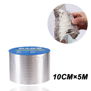Leak-Proof Aluminum Foil Waterproof Tape Repair Cracks Thickened Butyl Home Decoration Top Crack Self-Adhesive Coil Material Color Steel Tile Strong High Temperature Resistant Adhesive For Roof Pipes Pools Leaks Sticky Rubber