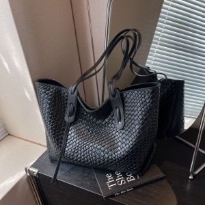 AE2025 New large-capacity woven bag for women vintage versatile shoulder bag Korean style handbag tote