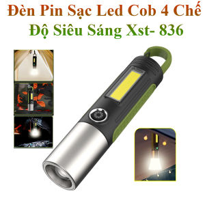 Đèn Pin Sạc Led Cob 4 Chế Độ Siêu Sáng Xst- 836 Dài 17Cm Có Móc Treo