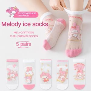 I know Sanrio Ice Ice Socks - 5 Pairs Pack | Cute & Breathable Mesh Socks for Kids Summer Thin Edition