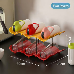 JACIRCLE 2/3/4 Layers Wavy Multi-layer Finishing Rack Saving Space Water Cup Holder Anti-Fall Cup Storage Rack Office