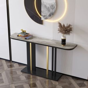 Porch Console Table Long Table Narrow Console Tables Long Table Semicircle Stone Plate Minimalist Modern Minimalist Hallway Cabinet Table
