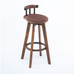 High Chair Bar Stool Bar Dining Chair Bar Stool Bar Stool Chair With Cushion Solid Wood Carbonized Rotating Front Table Creative