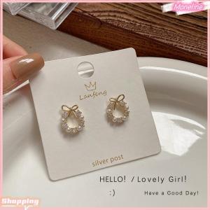 [Moneline] Elegant Trendy Wreath Bow Stud Earrings For Women Imitation Jewelry Gift