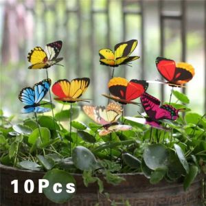 10ชิ้นพุ่มของผีเสื้อสวนอุปกรณ์ปลูกต้นไม้ลายผีเสื้อสีสันสดใสตกแต่งกลางแจ้งดอกไม้ประดับกระถางตกแต่ง