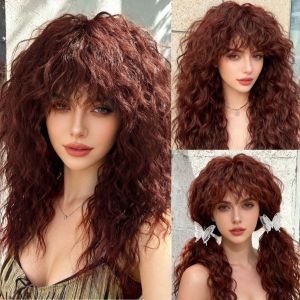 Cross-border Europe America and Africa new wig natural wool roll bangs chemical fiber full head cover high temperature silk curly hair wig
