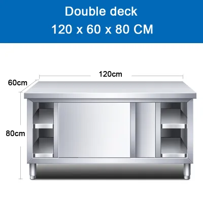 BOBI Kitchen workbench 201 stainless steel household sliding door storage vegetable cutting table commercial
