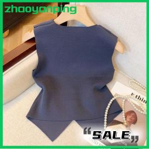 zhaoyanping French Temperament V-neck Single Breasted Sleeveless Knitted Vest For Women