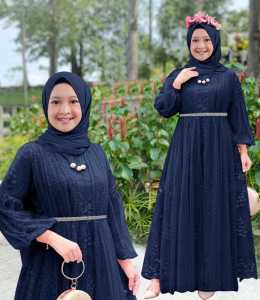 Baju Gamis Viral Anak Perempuan Maxi Zahra Kids Model Full Brokat Remaja Tanggung Lengan Panjang 3-14 Tahun Bahan Brokat Mutiara Furing Hyget Mix Tille Onde Gamis Anak Viral 2026