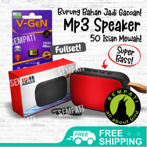 SEMPATI Masteran Burung Audio Mp3 Speaker 50 Isian Baterai 400 mAh Plus Memory V-Gen 4GB Kabel USB Speaker Mp3 Masteran Burung Ekonomis Digital Audio Speaker Playlist Masteran Burung Kicau Gacor Murai Cendet Lovebird Kacer Ciblek Prenjak Cucak Ijo Rowo