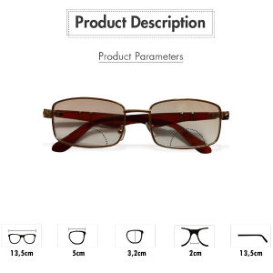 Kacamata Double Fungsi Jalan Rabun Dekat Ready PLUS Ukuran +1.00 s/d +3.00 Untuk Pria Wanita Lensa Coklat Anti Silau  Frame Kotak Warna Coklat - FREE CASE