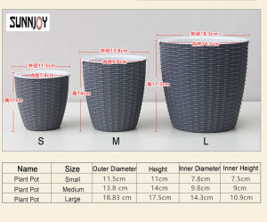 Durable Plastic Rattan Flower Pots Self Watering Pot Indoor Plant Pot for Plants Modern Decor 1pcs