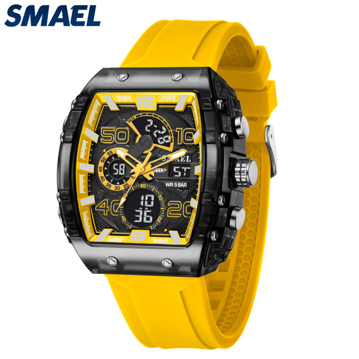 SMAEL Creative Barrel-Shaped Dial Curved Mirror Men Watch Fashion