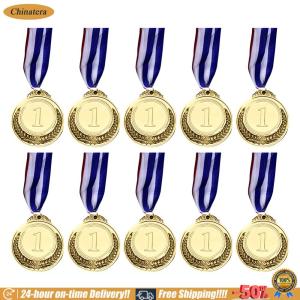 [Chinatera Brand Store]10Pcs Silver Award Medals Zinc Alloy Bronze Award Medals with Neck Ribbon Winner Medals 2 Inch for Kids Childrens Events