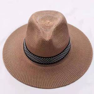 #COD Sunshade Straw Hat Mens Beach Sun Hat Fashion Sunshade with Drawstring Cowboy Style Multi Colored Optional Top Hat