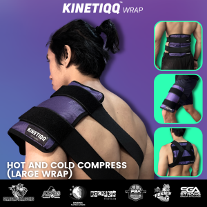 KINETIQQ Wrap (Large) Hot and Cold Compress Adjustable Ice Pack Microwaveable Compression Therapy Strap Velcro Belt for Injury Pain Relief and Recovery