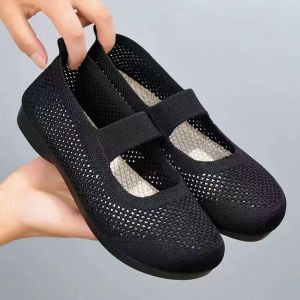 Free Shipping New Summer Sandals Beijing-Style Cloth Shoes Breathable Mesh Soft-Soled Black Work Shoes Comfortable Flats Hot Item