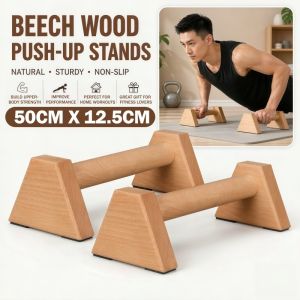 2PCS Wooden Parallettes 50cm Handstand Stands Bars Gymnastic Russian Style Stretch Push Up Double