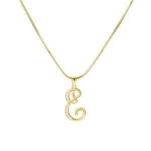 18K Gold Stainless Steel Letter Necklace for Women Initial Pendant Gold Chain Jewelry Accessories