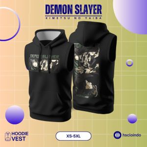 Vest XS-5XL HSCLO Giyu Tomioka Sleeveless Hoodie Anime Manga Demon Slayer Bahan Katun Fleece Ukuran Jumbo Big Size XS S M L XL XXL 3XL 4XL 5XL