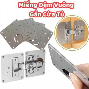 Miếng Đệm Inox Sửa Bản Lề Tủ | Bộ 4 Tấm 9x9cm Bao Gồm Vít | Gia Cố Cửa Tủ Gỗ Chống Bung Vít Chống Xệ Chuyên Dụng