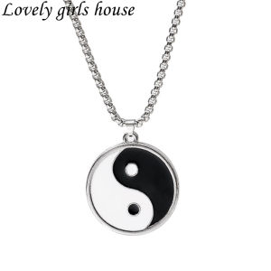 Lovely girls house Tai Chi Yin Yang Pendant Necklace for Men Silver Chain Necklace for Women Vintage Jewelry Gift