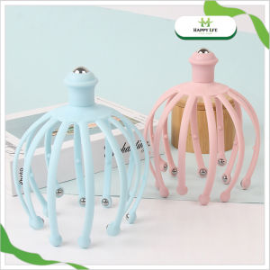 Massage Da Đầu 360 Độ - 8 Bi Lăn Inox - Massage Đầu Cầm Tay Silicone Mềm - Thư Giãn Giảm Mỏi Đầu