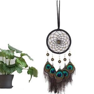 ERHYT Creative Retro Colorful Pea Feather Decoration Crafts Hand-woven Ornament Dreamcatcher Wind Chime Car Hanging Pendant