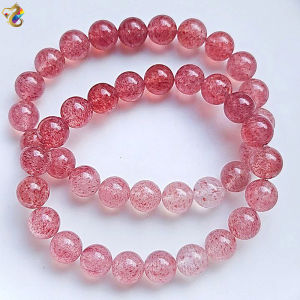 Collection Grade Ombre Gradient White Strawberry Quartz Bracelet