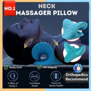 (ON SALE) Neck Shoulder Massager Pillow Cervical Spine Adjustment Stretcher Chiropractic Traction Relieve TMJ Pain