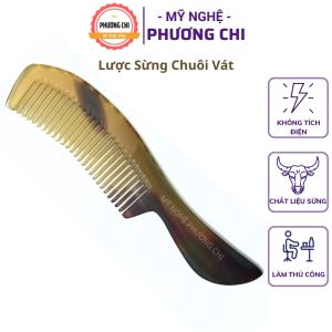 Lược sừng chuôi vát trắng nưa đen lược chải tóc gỡ rối massage đầu - Mỹ Nghệ Phương Chi