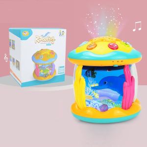 Baby 4 in 1 Tummy Time Crawling Toy Early Learning Sea Animals Sensory Toy Light Up Musical Projector for Infant Toddler Gifts2026
