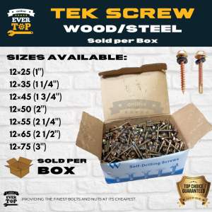 (1box) Tek Screw Wood & Steel/Metal (Sold Per Box) Text Screw | Tex Screw Tekscrew Wholesale