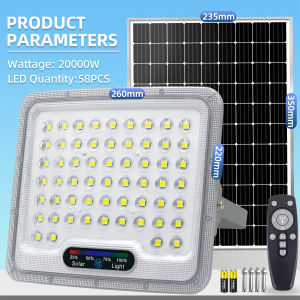 KKSKY New Buy 1 Take 1 Solar Led Lights Outdoor Flood Light 2000W Street Lamp IP68 Waterproof With Solar Panel cambered surface LED headlight beads aluminum shell lighting Remote 5 Years Warranty