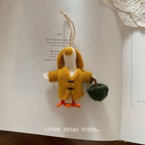 Nepal handmade wool felt cute and colorful bunny pop-up bag charm keychain pendant