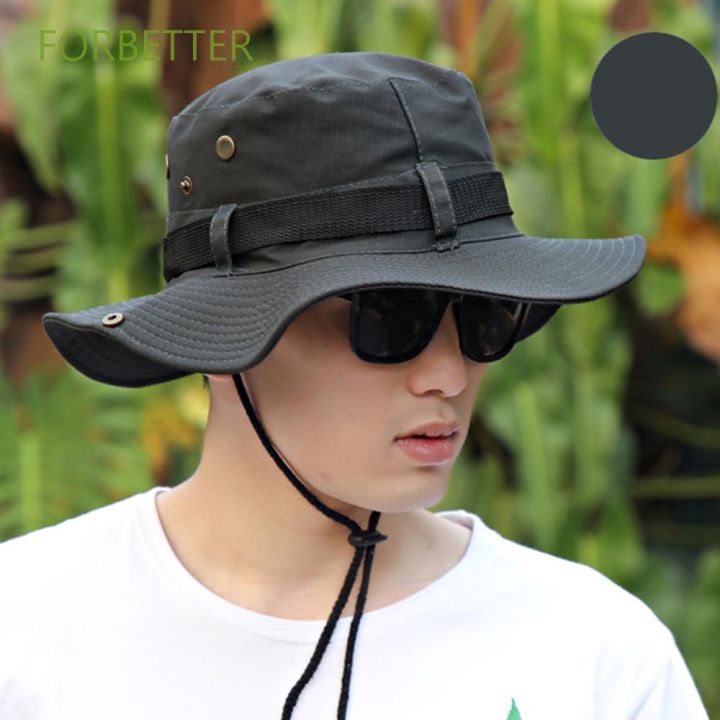 Breathable Men's Fisherman Hat Wide Brim Fishing Hiking Outdoor Bucket Hat  with String for Men
