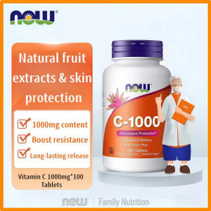 NOW Time Release Vitamin C C-1000 100 Tablets Rose Hip Extract Replenish Antioxidant Levels Relieve Constant Fatigue Caused By Overtime Stress For Sedentary Office Working Men Women