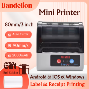 80mm Thermal Printer With Receipt & Label Mode Portable And Auto Cutter Paper 3 Inch POS Printer