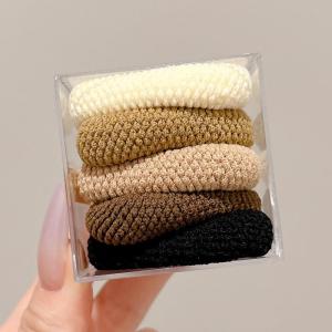 5PCS Mix Color Hair Ties High Elasticity Bold Thickened Hair Band Durable Styling Decoration Hair Accessories for Women Girls